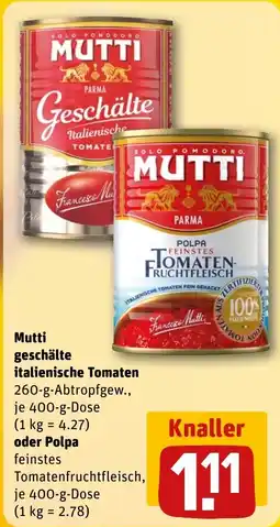 REWE DE Mutti geschälte italienische Tomaten tilbud
