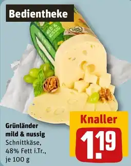 REWE DE Grünländer mild & nussig Schnittkäse tilbud