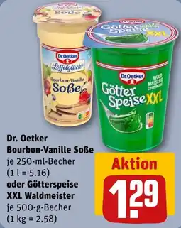 REWE DE Dr. Oetker Bourbon-Vanille Soße oder Götterspeise XXL Waldmeister tilbud