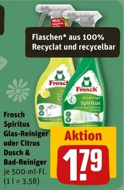 REWE DE Frosch Spiritus Glas-Reiniger oder Citrus Dusch & Bad-Reiniger tilbud