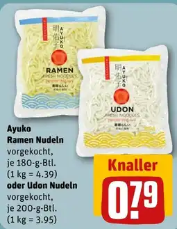 REWE DE Ayuko Ramen Nudeln oder Udon Nudeln tilbud