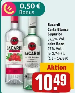 REWE DE Bacardi Carta Blanca Superior oder Razz tilbud