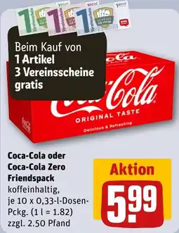 REWE DE Coca-Cola oder Coca-Cola Zero tilbud