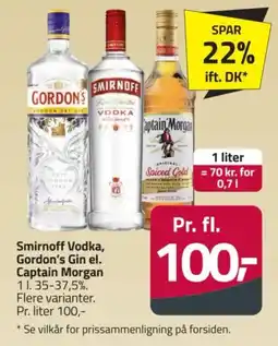 Fleggaard Smirnoff Vodka, Gordon's Gin el. Captain Morgan tilbud