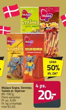 Fleggaard Malaco Snøre, Strimler, Twists el. Stjerner tilbud