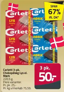 Fleggaard Carletti Chokopålæg Lys el. Mørk tilbud