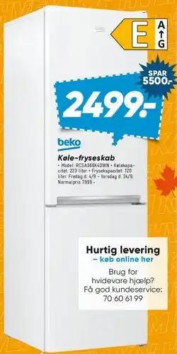Bilka Beko Køle-fryseskab tilbud