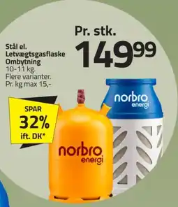 Fleggaard Norbro energi letvægtsgasflaske tilbud