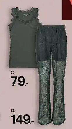 Bilka Green top and lace pants tilbud
