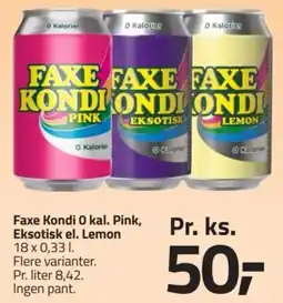 Fleggaard Faxe Kondi 0 kal. Pink, Eksotisk el. Lemon tilbud