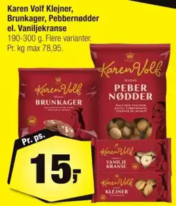 Calle Karen Volf Brunkager, Peker Nødder, Vanilje Kranse, Klejner tilbud