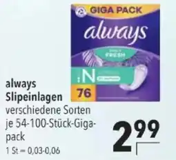 Citti always Slipeinlagen tilbud