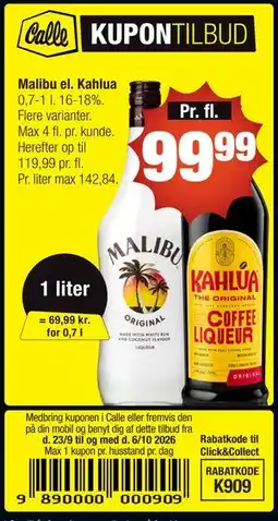 Calle Malibu el. Kahlua tilbud