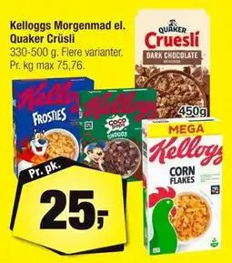 Calle Kelloggs Morgenmad el. Quaker Crüsli tilbud