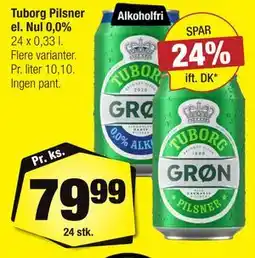 Calle Tuborg Pilsner el. Nul 0,0% tilbud