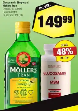 Calle Glucosamin Simplex el. Møllers Tran tilbud