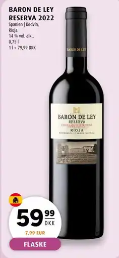 Scandinavian Park BARON DE LEY RESERVA 2022 tilbud