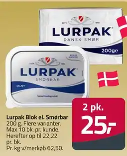 Fleggaard Lurpak Blok el. Smørbar tilbud