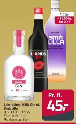 Fleggaard Lakridskys, NBN Gin el. Små Lilla tilbud