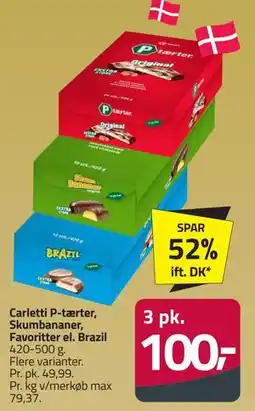 Fleggaard Carletti P-tærter, Skumbananer, Favoritter el. Brazil tilbud