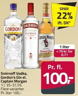 Fleggaard Smirnoff Vodka, Gordon’s Gin el. Captain Morgan tilbud
