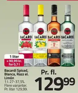 Fleggaard Bacardi Spiced, Blanca, Razz el. Limón tilbud
