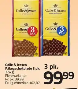 Fleggaard Galle & Jessen Pålægschokolade 3 pk tilbud