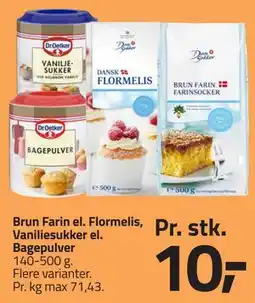 Fleggaard Brun Farin el. Flormelis, Vaniliesukker el. Bagepulver tilbud