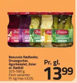 Fleggaard Beauvais Rødbeder, Drueagurker, Agurkesalat, Asier el. Rødkål tilbud