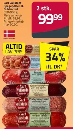 Fleggaard Carl Vollstedt Spegepølser el. Guldsardel tilbud