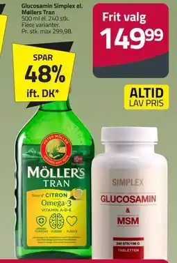 Fleggaard Glucosamin Simplex el. Møllers Tran tilbud