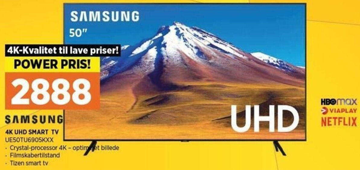 Samsung 4K UHD Smart TV UE50TU6905KXX tilbud hos Power