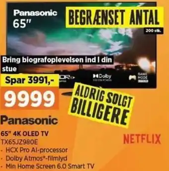 Power Panasonic 65" 4K OLED TV TX65JZ980E tilbud