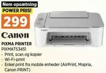 Power Canon Pixma Printer PIXMATS3451 tilbud