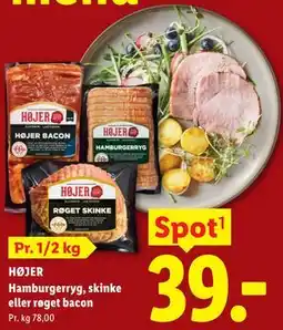Lidl HØJER Hamburgerryg, skinke eller røget bacon tilbud