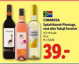 Lidl CIMAROSA Sydafrikansk Pinotage, rosé eller Tokaji Furmint tilbud