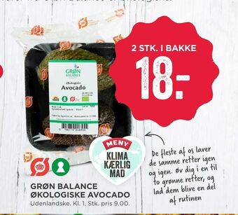 MENY Grøn balance økologiske avocado tilbud