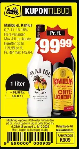 Calle Malibu el. Kahlua tilbud