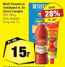 Calle Mutti Passata / De Cecco Lasagna tilbud