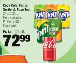 Calle Coca Cola, Fanta, Sprite, Fuze Tea (24 x 0,33 l) tilbud