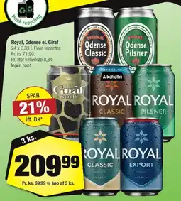 Calle Royal / Odense eller Giraf (24 x 0,33 l) tilbud