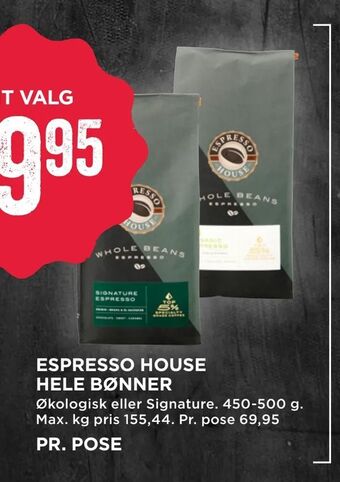 MENY Espresso house hele bønner tilbud