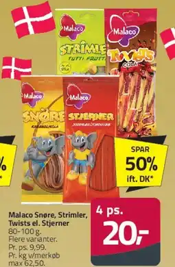 Fleggaard Malaco Snøre, Strimler, Twists & Stjerner tilbud