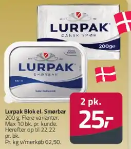 Fleggaard Lurpak blok el. smørbar tilbud