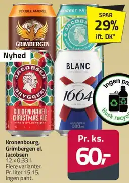 Fleggaard Kronenbourg / Grimbergen / Jacobsen / 1664 (Øl) tilbud