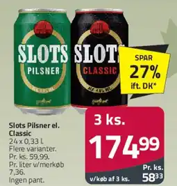 Fleggaard Slots Pilsner el. Classic tilbud