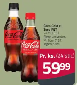 Fleggaard Coca‑Cola el. Zero PET (24 x 0,33 l) tilbud