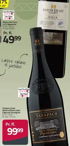 Fleggaard Tarapacá Gran Reserva Black Label Cabernet Sauvignon tilbud
