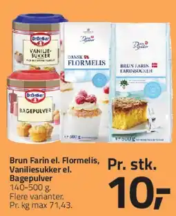 Fleggaard Brun Farin / Flormelis / Vaniljesukker / Bagepulver tilbud