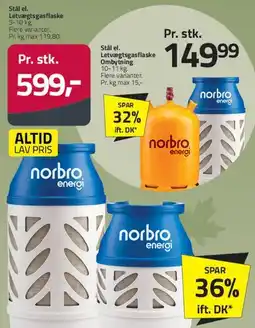 Fleggaard Norbro Energi letvægtsgasflaske (stor) tilbud